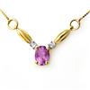 Image 1 : 1.30 ctw Amethyst & Diamond Necklace 10k Yellow Gold - REF-14X2A