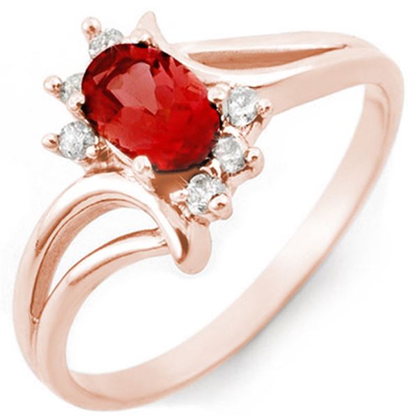 0.70 ctw Pink Tourmaline & Diamond Ring 14k Rose Gold - REF-21H3R