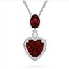 Image 1 : 4 ctw Garnet & VS/SI Diamond Designer Heart Necklace 10k White Gold - REF-21H3R
