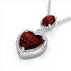 Image 2 : 4 ctw Garnet & VS/SI Diamond Designer Heart Necklace 10k White Gold - REF-21H3R