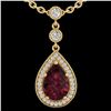 Image 2 : 2.25 ctw Garnet & Micro VS/SI Diamond Necklace Designer 18k Yellow Gold - REF-38N2F