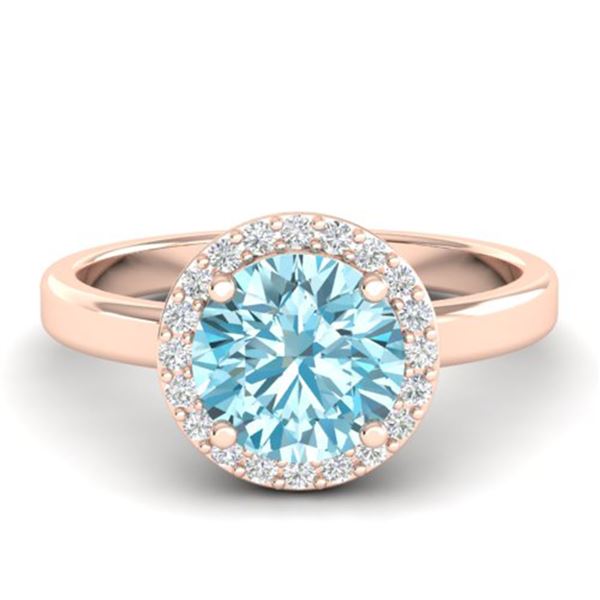 2 ctw Sky Blue Topaz & Halo VS/SI Diamond Micro Ring 14k Rose Gold - REF-30F8M