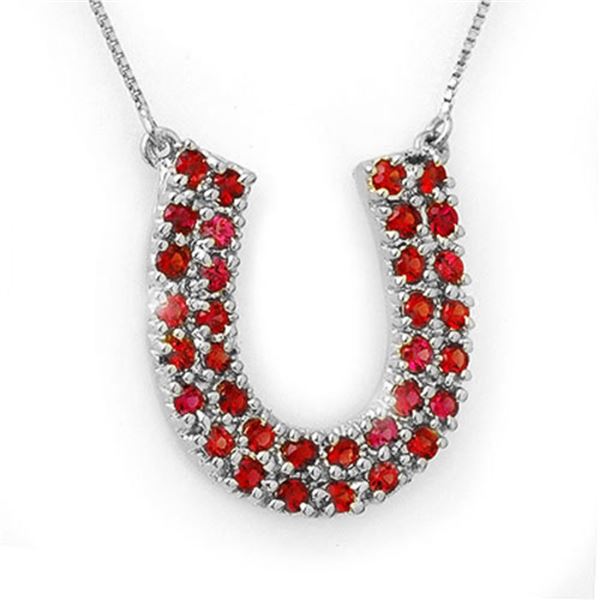2.0 ctw Red Sapphire Necklace 14k White Gold - REF-44K2Y