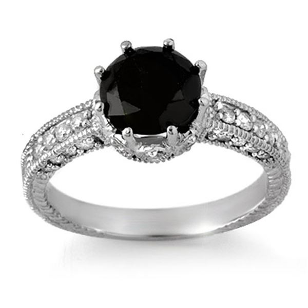 2.0 ctw VS Certified Black & White Diamond Ring 14k White Gold - REF-100F2M