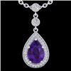 Image 2 : 2.25 ctw Amethyst & Micro Pave VS/SI Diamond Necklace 18k White Gold - REF-34Y6X
