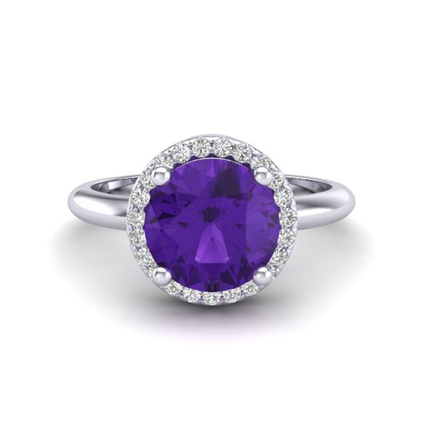 2 ctw Amethyst & Micro Pave VS/SI Diamond Ring 18k White Gold - REF-45K2Y