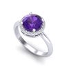 Image 2 : 2 ctw Amethyst & Micro Pave VS/SI Diamond Ring 18k White Gold - REF-45K2Y