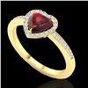 Image 2 : 1.20 ctw Garnet & Micro VS/SI Diamond Ring Heart 14k Yellow Gold - REF-26M3G