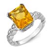 Image 1 : 4.25 ctw Citrine & Diamond Ring 10k White Gold - REF-25G9W