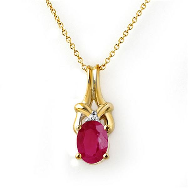 1.22 ctw Ruby & Diamond Pendant 10k Yellow Gold - REF-7G2W