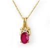 Image 1 : 1.22 ctw Ruby & Diamond Pendant 10k Yellow Gold - REF-7G2W