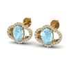 Image 1 : 4 ctw Aquamarine & Micro Pave VS/SI Diamond Earrings 10k Yellow Gold - REF-51K3Y