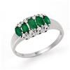 Image 1 : 0.77 ctw Emerald & Diamond Ring 10k White Gold - REF-18M4G