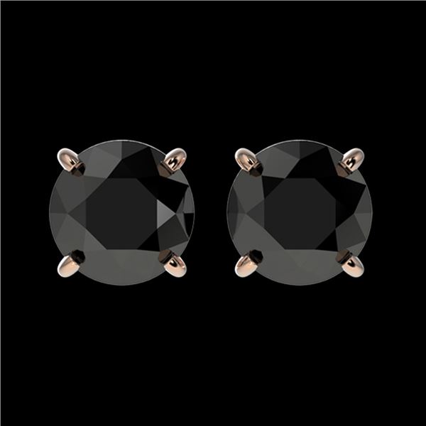 1.61 ctw Fancy Black Diamond Solitaire Stud Earrings 10k Rose Gold - REF-31A3N