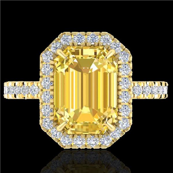 4.50 ctw Citrine & Micro Pave VS/SI Diamond Ring 18k Yellow Gold - REF-47K3Y