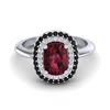 Image 1 : 2.50 ctw Garnet With Black & White Micro Diamond Ring 14k White Gold - REF-49H5R
