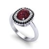 Image 2 : 2.50 ctw Garnet With Black & White Micro Diamond Ring 14k White Gold - REF-49H5R