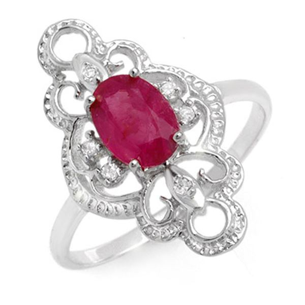 1.35 ctw Ruby & Diamond Ring 10k White Gold - REF-19G3W