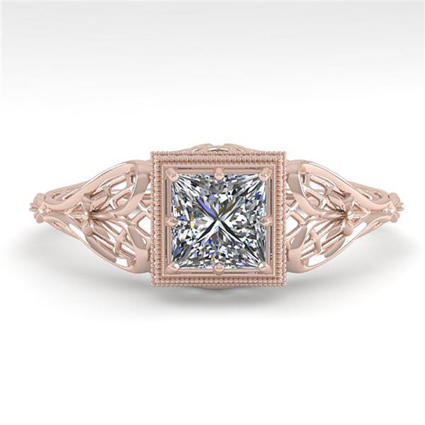 0.50 ctw VS/SI Princess Diamond Engagment Ring Art Deco 18k Rose Gold - REF-113Y8X