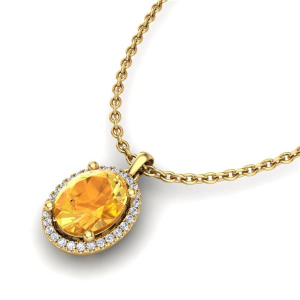 2.50 ctw Citrine & Micro Pave VS/SI Diamond Necklace 18k Yellow Gold - REF-36X6A
