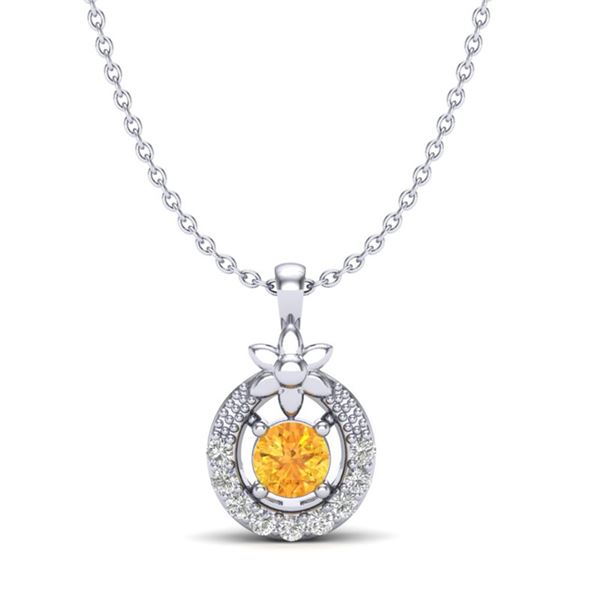 0.20 ctw Citrine & Micro Pave VS/SI Diamond Necklace 18k White Gold - REF-17F2M