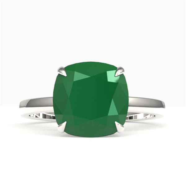 6 ctw Cushion Emerald Designer Engagment RNG 18k White Gold - REF-55N2F