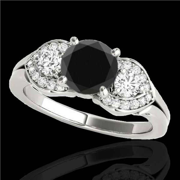 1.45 ctw Certified VS Black Diamond 3 Stone Ring 10k White Gold - REF-53W2H