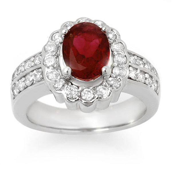2.25 ctw Rubellite & Diamond Ring 14k White Gold - REF-87Y8X