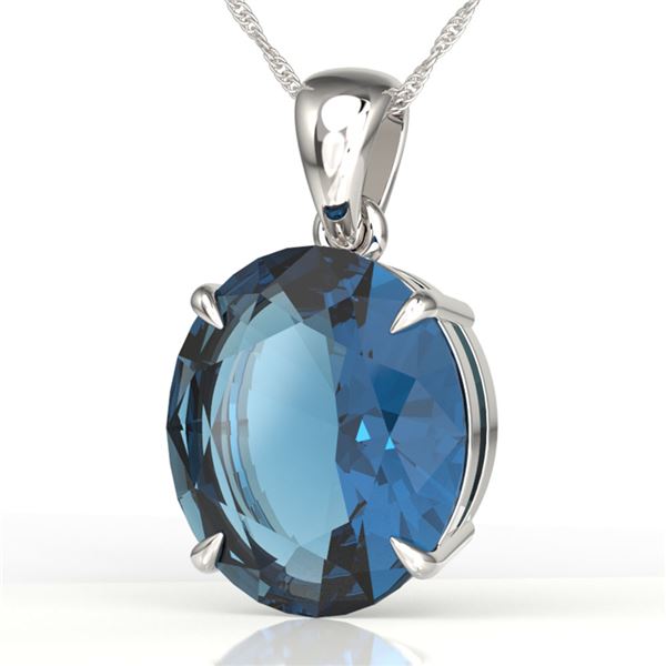 9 ctw London Blue Topaz Designer Solitaire Necklace 18k White Gold - REF-38A8N