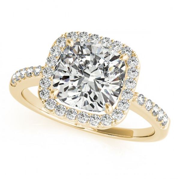 0.6 ctw Certified VS/SI Cushion Diamond Halo Ring 14k Yellow Gold - REF-54W3H