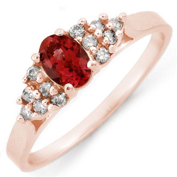 0.74 ctw Pink Tourmaline & Diamond Ring 14k Rose Gold - REF-20R3K