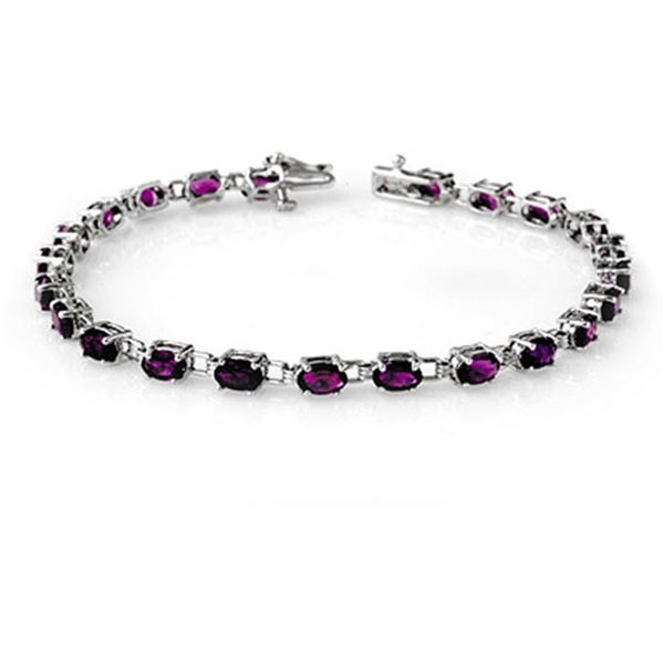 6.10 ctw Amethyst Bracelet 10k White Gold - REF-53Y5X