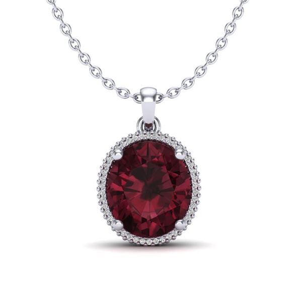 11 ctw Garnet & Micro Pave VS/SI Diamond Necklace 18k White Gold - REF-55F2M