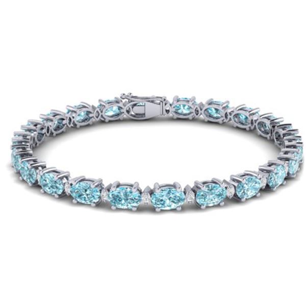 25.8 ctw Sky Blue Topaz & VS/SI Diamond Eternity Bracelet 10k White Gold - REF-118G4W