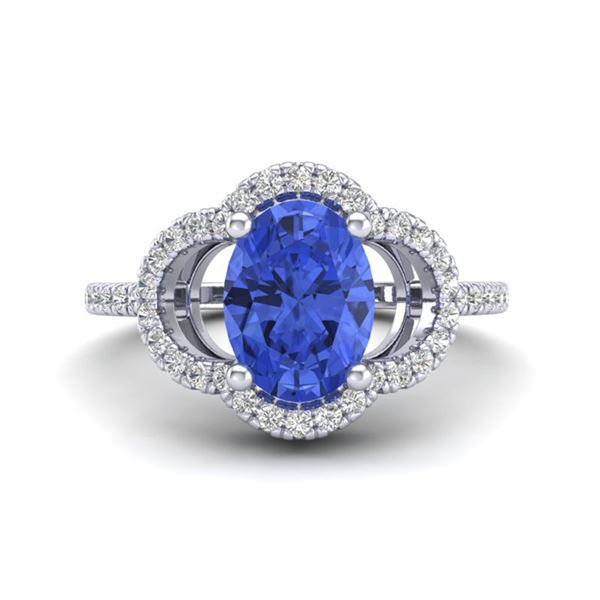 1.75 ctw Tanzanite & Micro Pave VS/SI Diamond Ring 10k White Gold - REF-41R3K