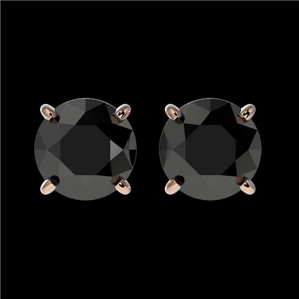 1.50 ctw Fancy Black Diamond Solitaire Stud Earrings 10k Rose Gold - REF-31G3W
