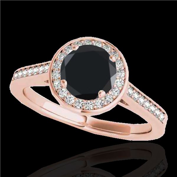 1.33 ctw Certified Black Diamond Solitaire Halo Ring 10k Rose Gold - REF-47G8W