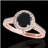 Image 1 : 1.33 ctw Certified Black Diamond Solitaire Halo Ring 10k Rose Gold - REF-47G8W
