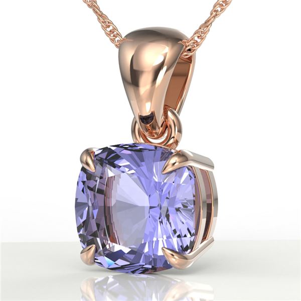 2 ctw Cushion Cut Tanzanite Designer Necklace 14k Rose Gold - REF-34X3A