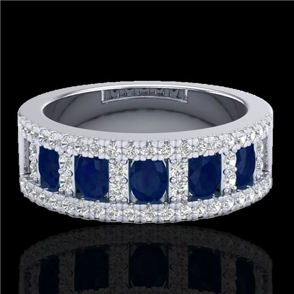 2.34 ctw Sapphire & Micro Pave VS/SI Diamond Ring 10k White Gold - REF-48X2A
