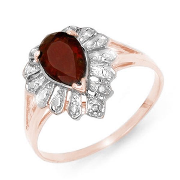 1.11 ctw Garnet & Diamond Ring 18k Rose Gold - REF-18A5N