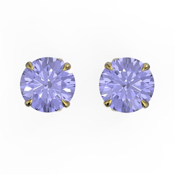 4 ctw Tanzanite Designer Stud Earrings 18k Yellow Gold - REF-46K4Y