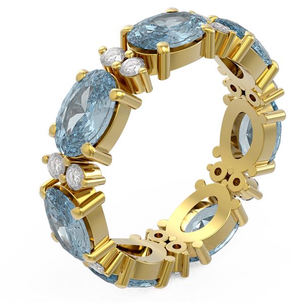 6.8 ctw Aquamarine Ring 18K Yellow Gold - REF-136R5K