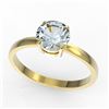 Image 2 : 2 ctw Sky Blue Topaz Designer Solitaire Engagment Ring 18k Yellow Gold - REF-23G9W