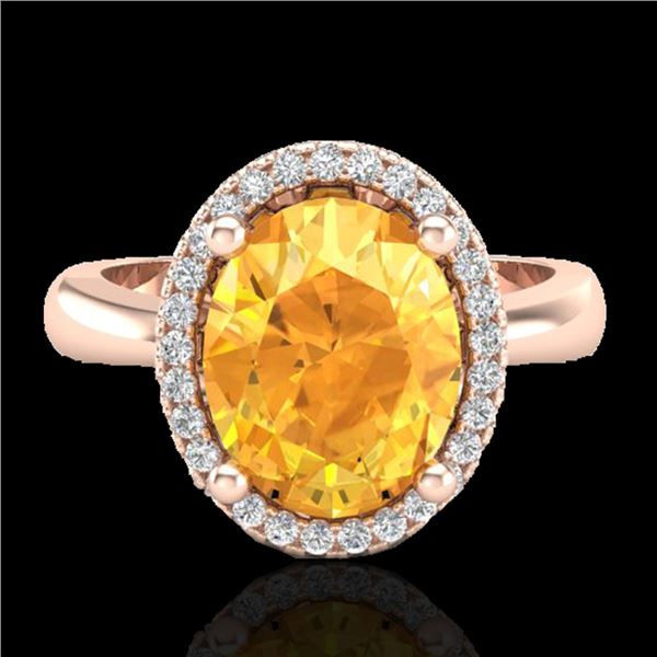 2.50 ctw Citrine & Micro Pave VS/SI Diamond Ring 14k Rose Gold - REF-29N2F