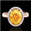 Image 1 : 2.50 ctw Citrine & Micro Pave VS/SI Diamond Ring 14k Rose Gold - REF-29N2F