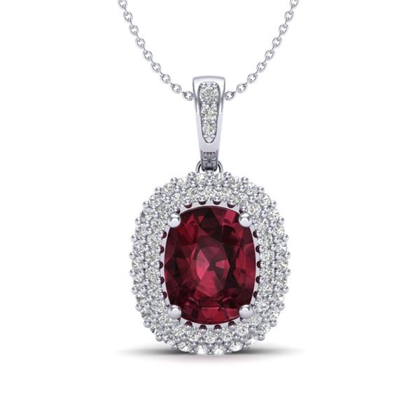 2.60 ctw Garnet & Micro Pave VS/SI Diamond Necklace 10k White Gold - REF-50A8N