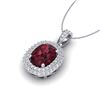 Image 2 : 2.60 ctw Garnet & Micro Pave VS/SI Diamond Necklace 10k White Gold - REF-50A8N