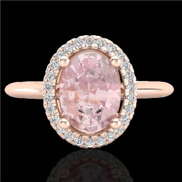 1.50 ctw Morganite & Micro VS/SI Diamond Ring Halo 14k Rose Gold - REF-39R2K