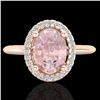 Image 1 : 1.50 ctw Morganite & Micro VS/SI Diamond Ring Halo 14k Rose Gold - REF-39R2K